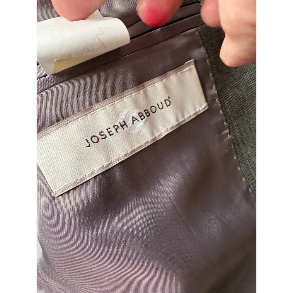 Joseph Abboud 38L Gray Wool‎ Glen Plaid Suit 34x31
